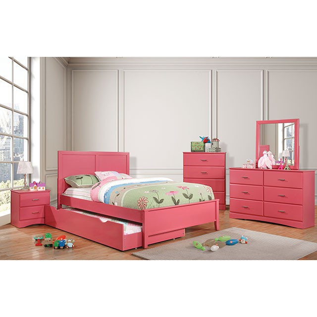 PRIAM Full & Twin Bed, White/Gray, Pink, Chrome, & Yellow - California Furniture (Coachella, CA)