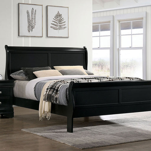 Louis Philippe E.King Bed Black, Cherry, & Gray - California Furniture (Coachella, CA)