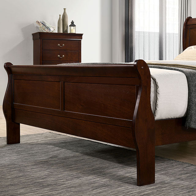 Louis Philippe E.King Bed Black, Cherry, & Gray - California Furniture (Coachella, CA)