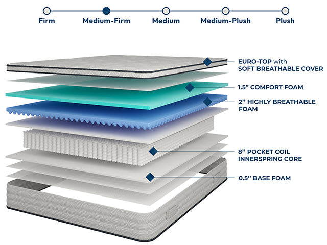 Salvia 12" E.King Hybrid Pocket Coil Mattress - California Furniture (Coachella, CA)