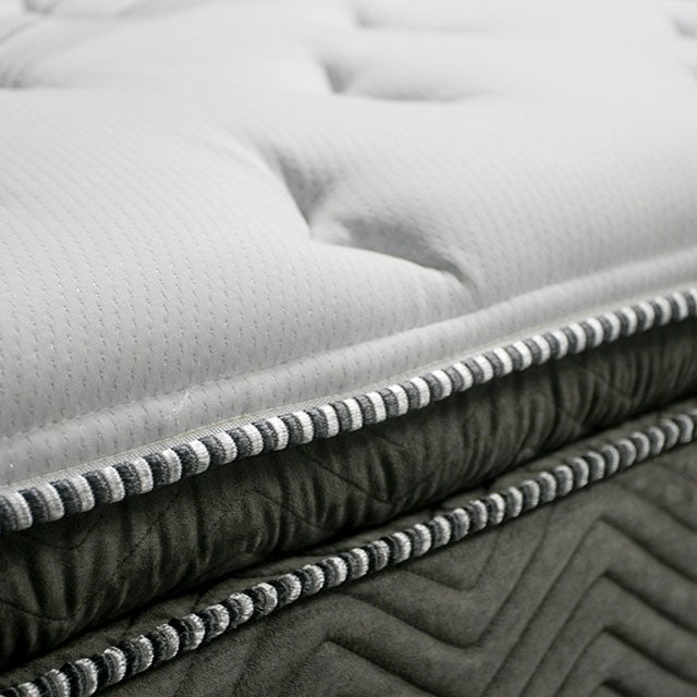 STORMIN White/Gray 13" Euro Pillow Top Mattress, Queen - California Furniture (Coachella, CA)