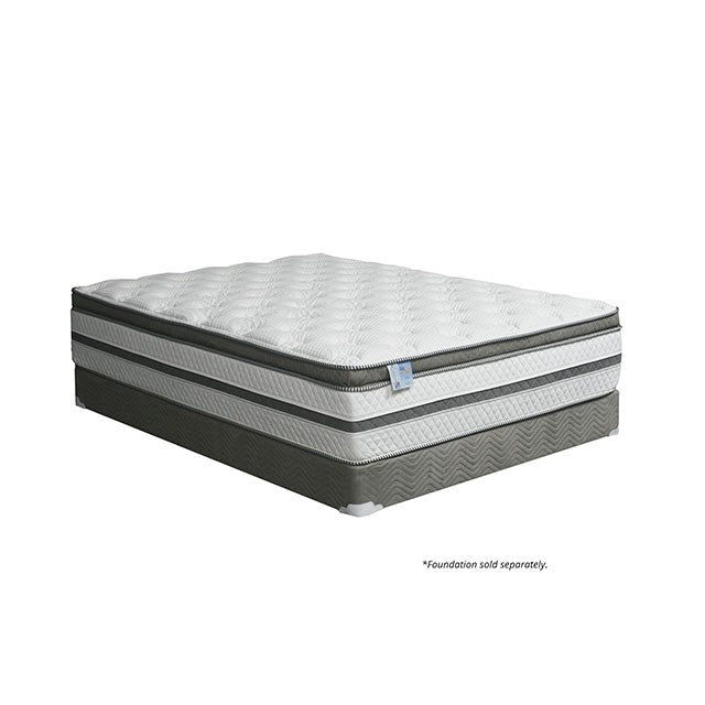 SIDDALEE White/Gray 16" Euro Pillow Top Mattress, E.King - California Furniture (Coachella, CA)