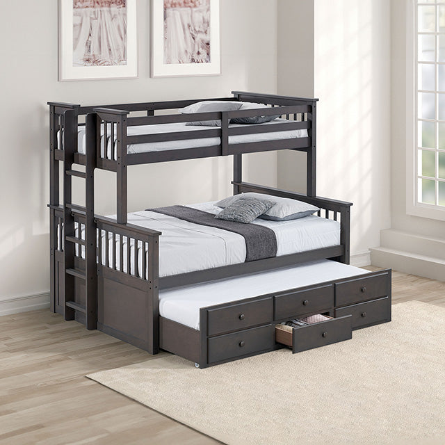 University Twin/Full Bunk Bed Grey, Walnut, & White - California Furniture (Coachella, CA)