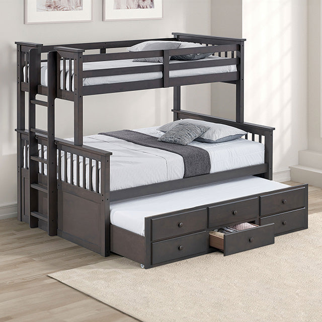 University Twin/Full Bunk Bed Grey, Walnut, & White - California Furniture (Coachella, CA)