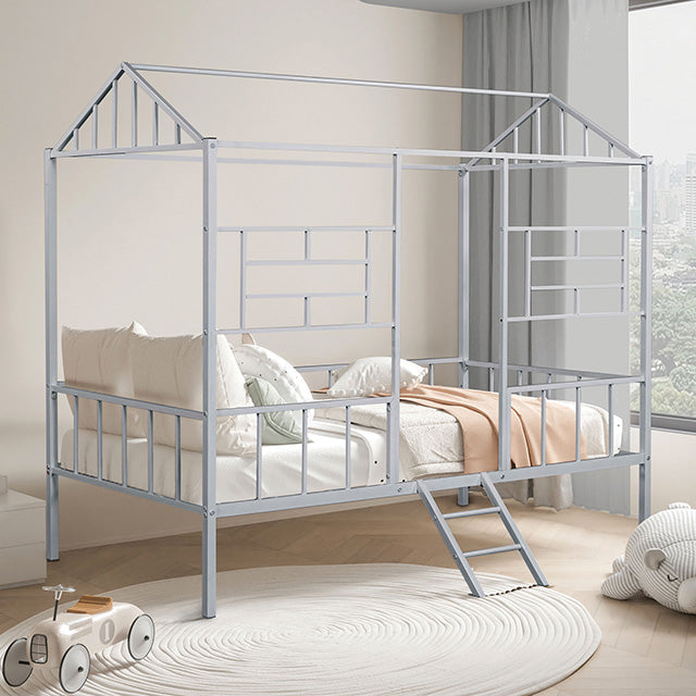 Rhonda Twin Loft Bed White, Silver, & Black - California Furniture (Coachella, CA)