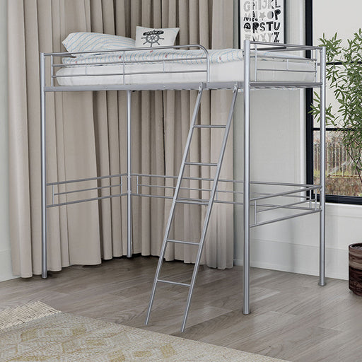 Myles Twin Loft Bed White, Silver & Black - California Furniture (Coachella, CA)