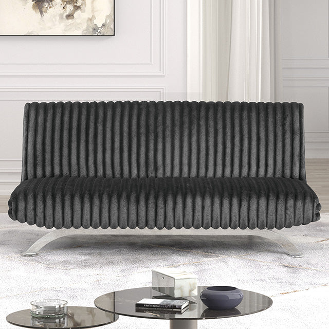 Villeneuve Futon Sofa Bed Black, Pink, & Grey - California Furniture (Coachella, CA)