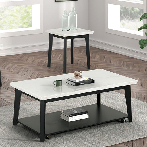 Thisted Rectangle Marble Coffee Table w/ Casters - California Furniture (Coachella, CA)