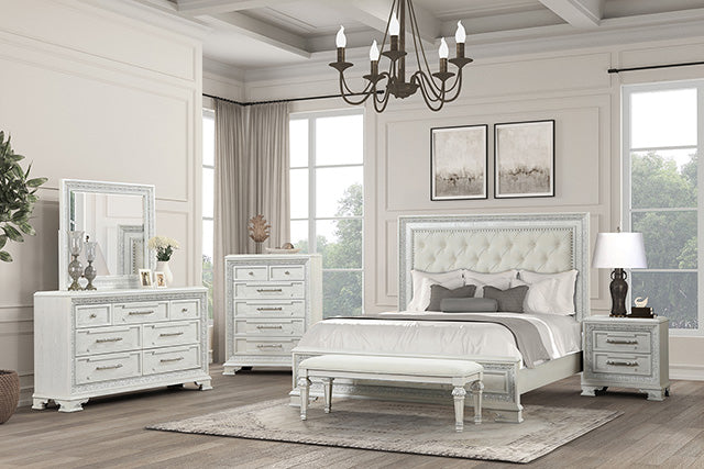 Stella Mia E.King & Queen Bed White & White - California Furniture (Coachella, CA)