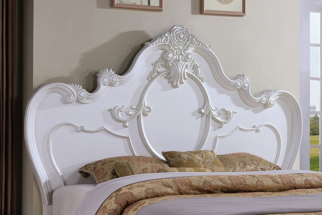 Roselli E.King & Queen Bed White & Chrome - California Furniture (Coachella, CA)