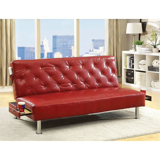 Farel Futon Sofa Red & White - California Furniture (Coachella, CA)