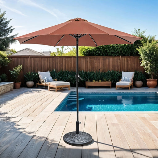 Tano 9' Outdoor Umbrella + 21" Round Base - California Furniture (Coachella, CA)