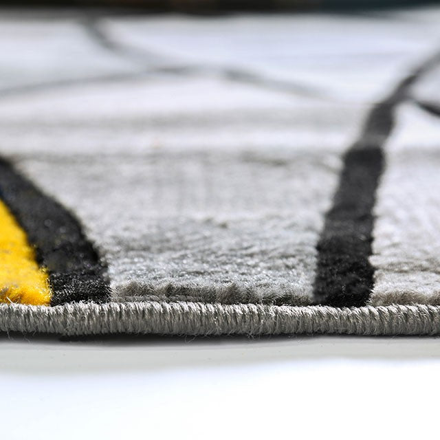 Sivas Charcoal Yellow 5' X 8' Area Rug - California Furniture (Coachella, CA)