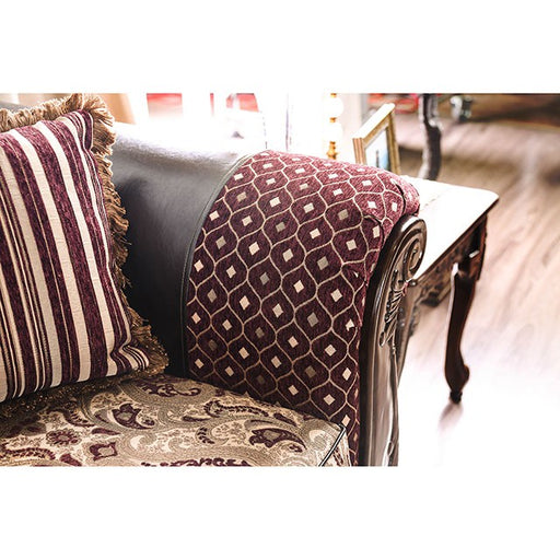 Quirino Burgundy/Dark Brown Love Seat - California Furniture (Coachella, CA)